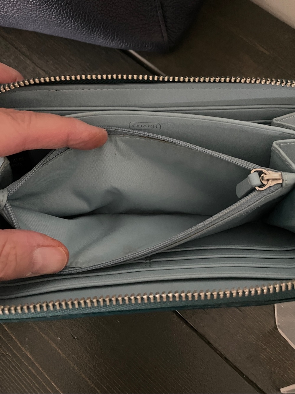 Coach vintage Teal Signature Zip-Around Wallet with Silver Hardware - Picture 5 of 6